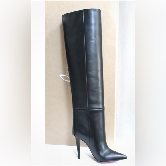 Christian Louboutin - NEW Black Leather Astrilarge Knee High Boot - Size 35.5 - Picture 6 of 12